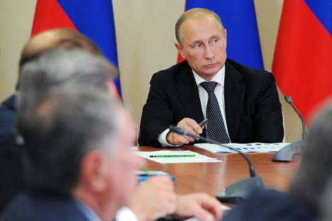 Vladimir Putin speaks at a meeting of the Russian State Council on the development of the Russian business under the conditions of Russia's membership in the WTO and anti-Russian sanctions in Moscow, Sept. 18. Source: ITAR-TASS